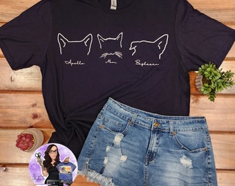 Custom Pet Outline tee, Pet shirts, Shirt For Dog Mom, Shirt for Cat Mom, Pet Outline shirt, Handmade, Gift For Mom, Gift For Dad, Pet Tee