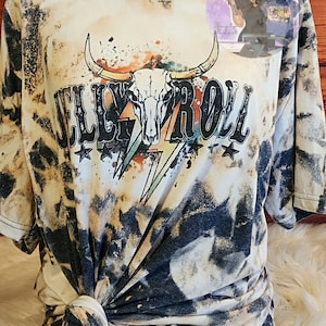 Country Music Tshirt, Cowhide Bleached Tee, Nashville Tshirt, Custom Bleached Tshirt, Concert Tshirt, Jelly Roll Tee, Gift For Her, Cowhide
