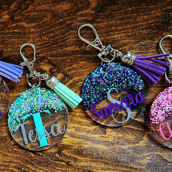 Resin Initial Keychain With Name Etsy