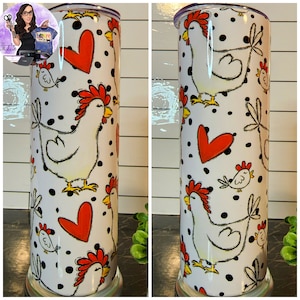 Chicken Tumbler, Chicken Mom Tumbler, Chicken Life, Stainless Steel Tumbler, 20oz Skinny Tumbler, Crazy Chicken Lady, Gift For Her, Animals
