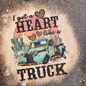 Heart Like a Truck T-Shirt, Country Music Shirt, Country Western, Nashville Shirt, Kids Tee, Country Concert TShirt, Bleached Youth Shirt