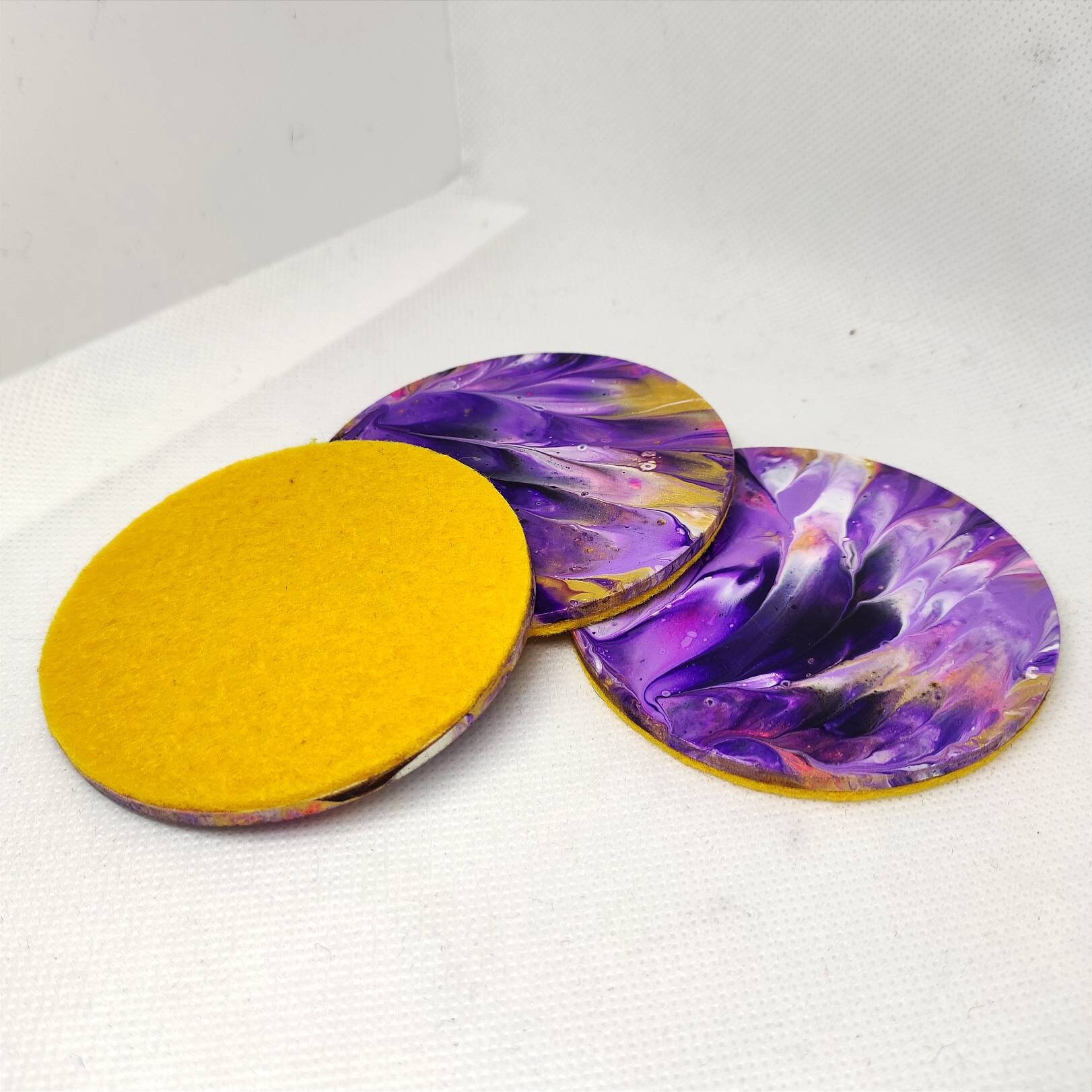 Sous-Verre Abstrait - Acrylique Pouring Set de 3