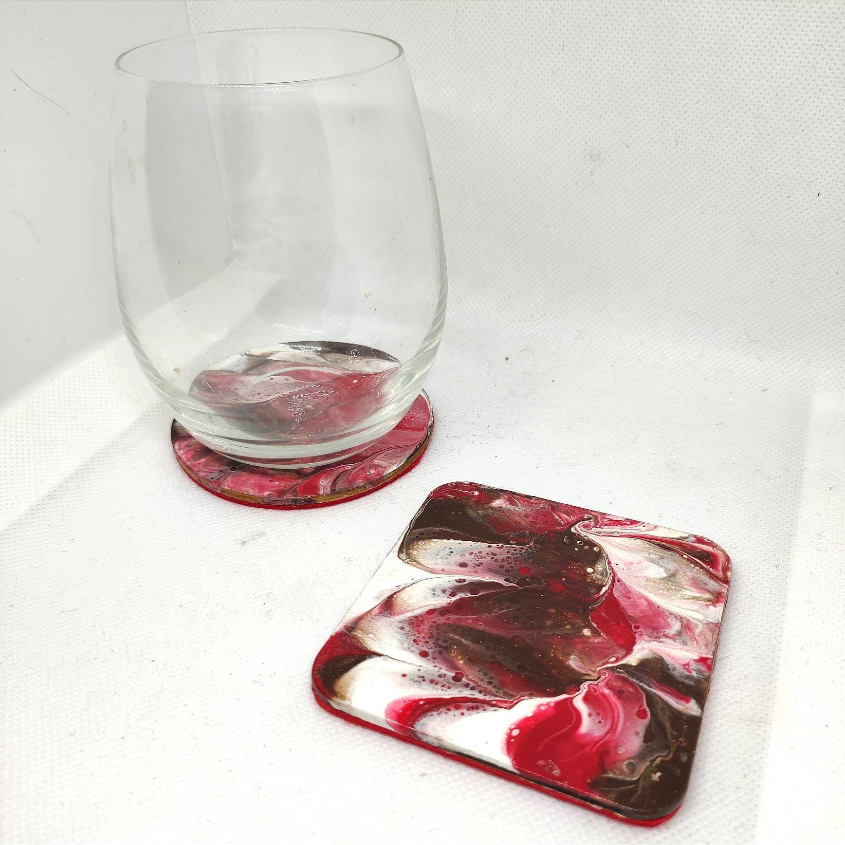 Sous-Verre Abstrait - Acrylique Pouring Set de 2