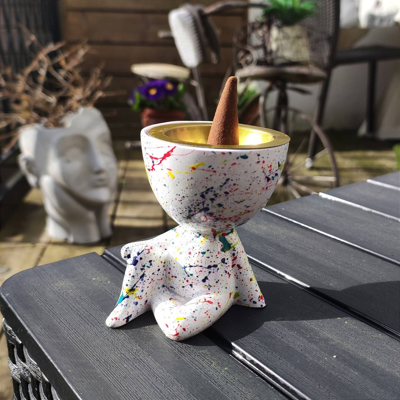 Encensoir Figurine Design Éclaboussure - Brûleur Cône Encens