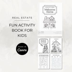 Real Estate Kid’s Activity Book for Open Houses: Printable Coloring Pages / Puzzles (Canva Template)