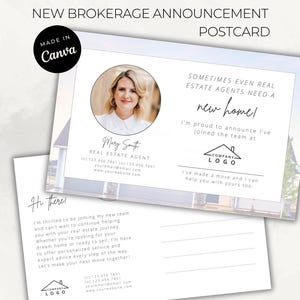 New Brokerage Announcement Postcard / Change Broker Announcement for Realtors / Real Estate Marketing / Canva Template / Farming Post Card