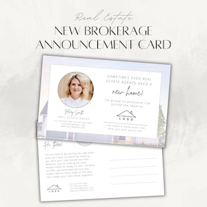 Realtor New Brokerage Announcement Postcard (Real Estate Canva Template)