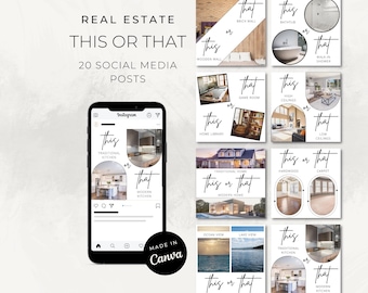Real Estate This or That Instagram & Facebook Posts: Realtor Social Media Templates (Canva)
