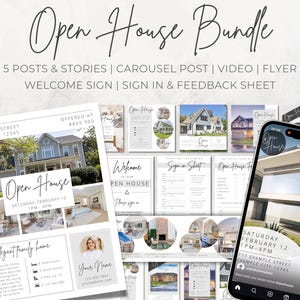 Open House Marketing Bundle / Real Estate Canva Templates / Realtor Social Media Instagram Facebook Post Story Video Flyer Welcome Feedback