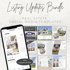 Real Estate Listing Updates / 100 Social Media Posts / Instagram Canva Template Just Listed Just Sold Coming Soon Under Contract Open House