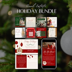 Realtor Christmas Marketing: Social Media (Instagram) Posts, Stories, Postcard, Textable Card (Real Estate Templates)