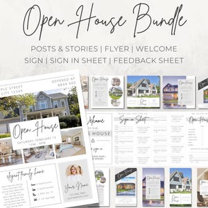 Open House Marketing Bundle / Real Estate Canva Templates / Realtor Social Media Instagram Facebook Post Story Video Flyer Welcome Feedback