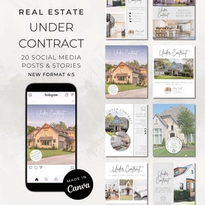 Under Contract Social Media Posts & Stories / New Format Portrait 4:5 Canva Real Estate Templates / Agent Realtor Instagram Facebook Update
