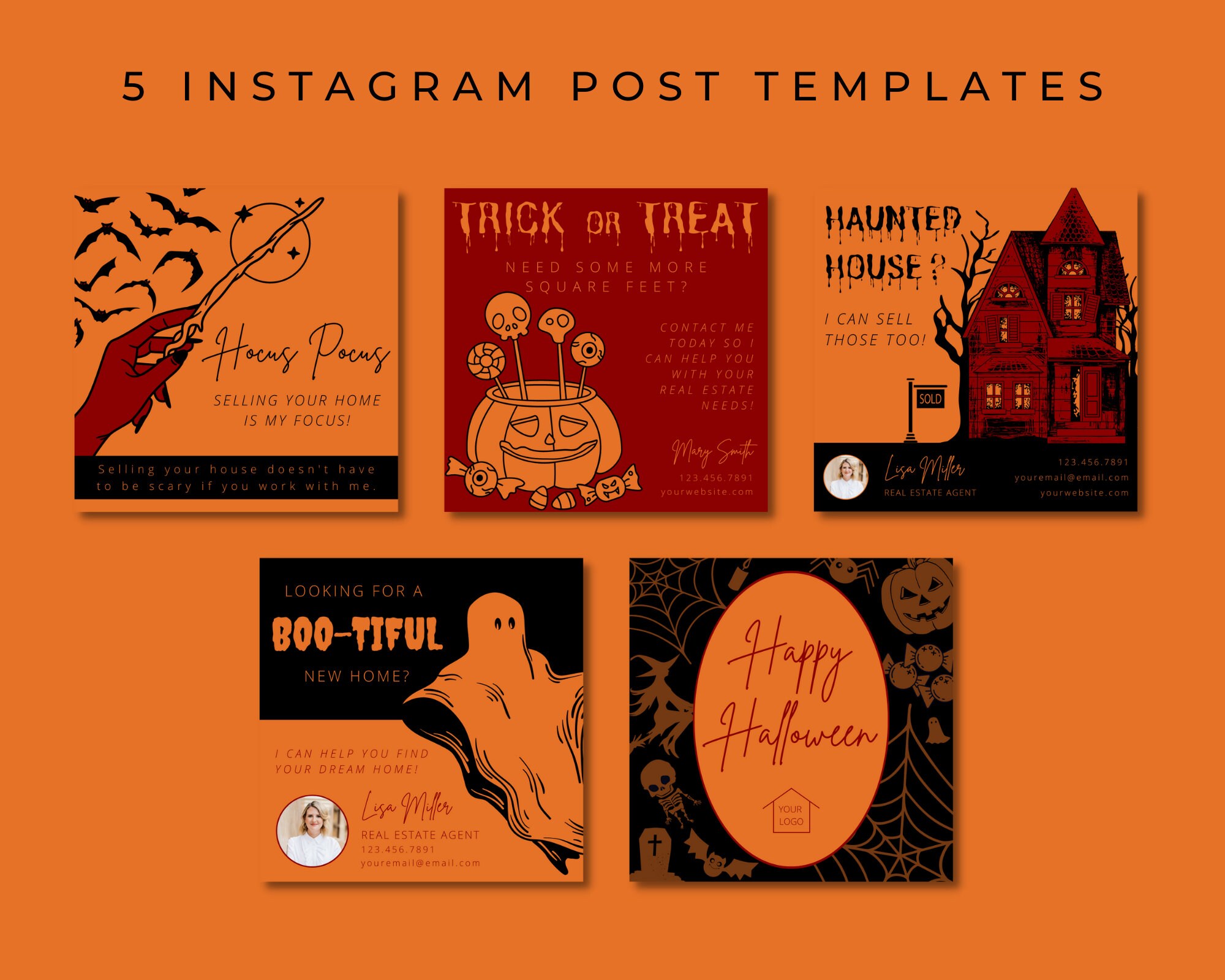 Halloween Real Estate Social Media Posts and Stories / Fall Etsy