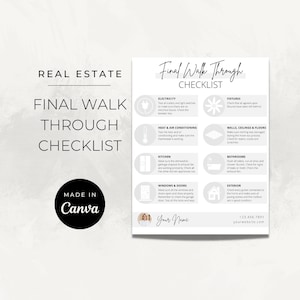 Final Walk Through Checklist for Home Buyers: Realtor Closing Marketing (Real Estate Canva Template)