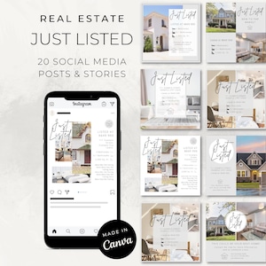 Just Listed Social Media Posts Stories / Real Estate Instagram Facebook Canva Templates / Realtor Marketing / New Property Listings