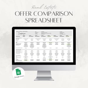 Real Estate Multiple Offer Comparison Spreadsheet for Tracking & Presentation (Realtor/Seller Google Sheets Template)