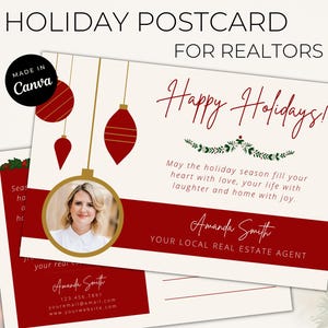 Holiday Postcard for Real Estate Agents / Realtor Christmas Post Card / Hello Neighbor / December Marketing / Canva Template / Farming