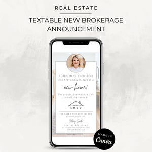 Textable New Brokerage Announcement / Digital Card / Change Broker Announcement for Realtors / Real Estate Marketing / Canva Template