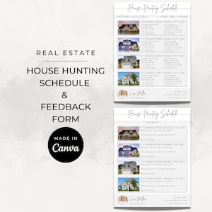 Real Estate House Hunting Schedule and Feedback Sheet (Canva Templates for Realtors)