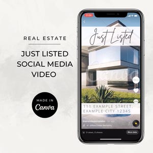 Just Listed Video Template for Realtors / Tiktok Instagram Reels Youtube Shorts / Real Estate Marketing / Canva Social Media Mobile Video