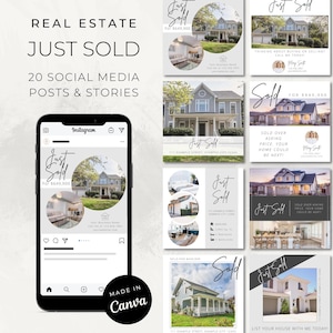 Just Sold Social Media Posts and Stories / Real Estate Instagram and Facebook Canva Templates / Realtor Marketing / Just Sold Real Estate