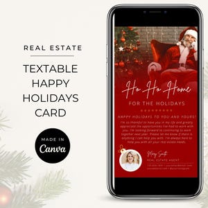 Textable Holiday Card for Realtors / Real Estate Digital Christmas Card / December Marketing / Canva Template for Phone Message / Ho Ho Home