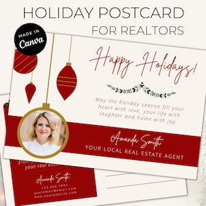 Holiday Postcard for Realtors: Real Estate Christmas Card Template (Canva)