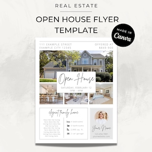 Open House Flyer for Realtors: Real Estate Canva Template for Listing Agents