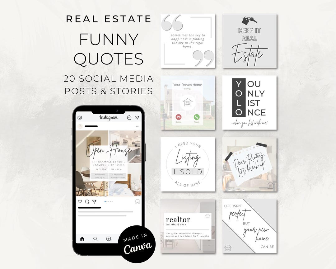 Fun Interactive Realtor Posts Funny Real Estate Social Media Posts & Stories for Realtors (canva ...