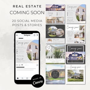 20 Coming Soon Social Media Posts Stories / Real Estate Instagram Facebook Canva Templates / Realtor Online Marketing / New Property Listing
