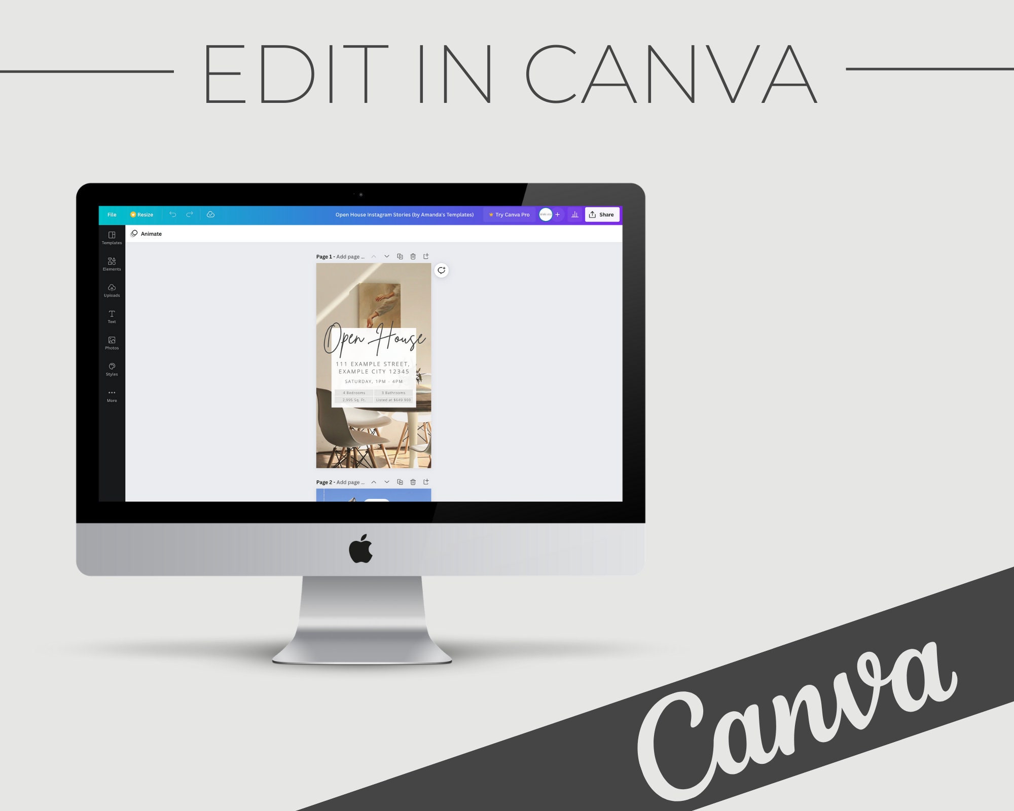 Open House Instagram Posts and Stories / Real Estate Canva Templates ...