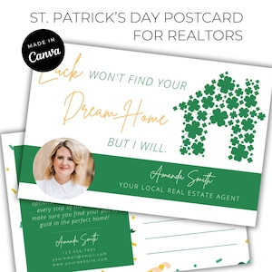 St. Patrick's Day Postcard for Realtors (Canva Template for Real Estate Agents)