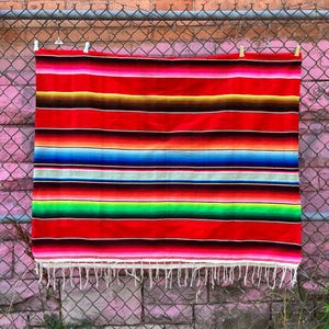 Vintage Mexican Serape Blanket Large
