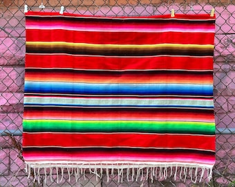 Vintage Mexican Serape Blanket Large