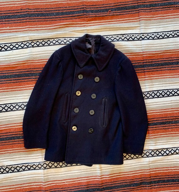 Medium Vintage 1940s 1950s Naval Pea Coat