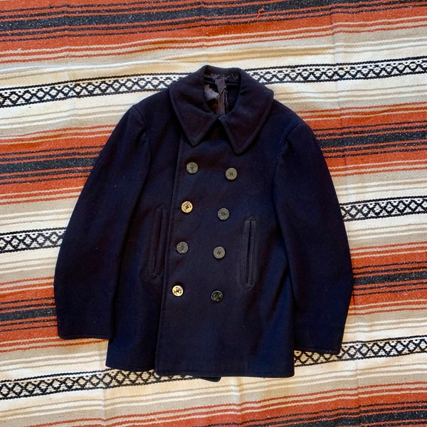 Medium Vintage 1940s 1950s Naval Pea Coat