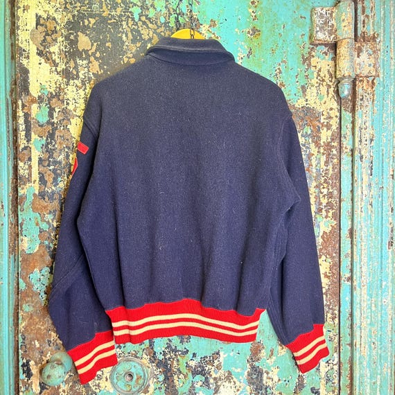 Vintage 1940s Blue Wool  Zip Sports Jacket Large - image 4