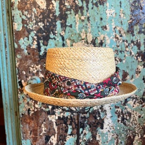 Vintage 1950s 1960s Italian Panama Straw Fedora Hat 7 1/4