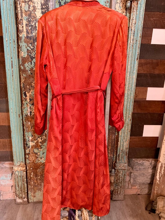 Vintage 1950s  Red Silk Robe Large - image 2