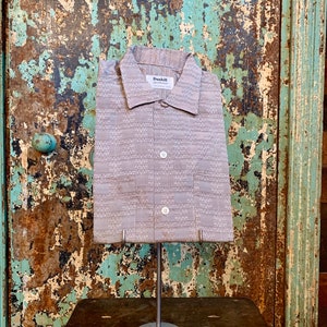 Vintage 1950s NOS Dunhill Acetate Loop Collar Short Sleeve Shirt Small