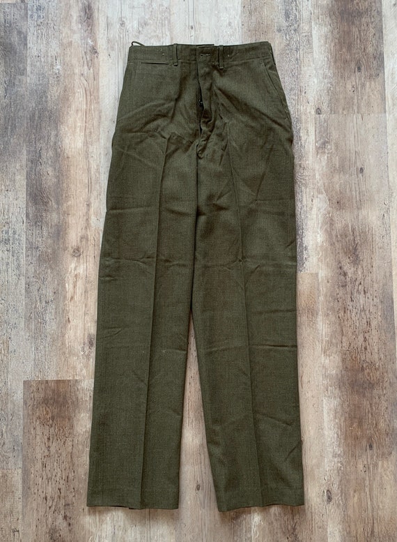 35x35 Vintage 1940’s Green Military Field Trousers - image 3