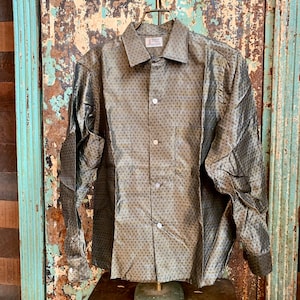 Vintage 1950s NOS Acetate Rockabilly Loop Collar Long Sleeve Shirt Small