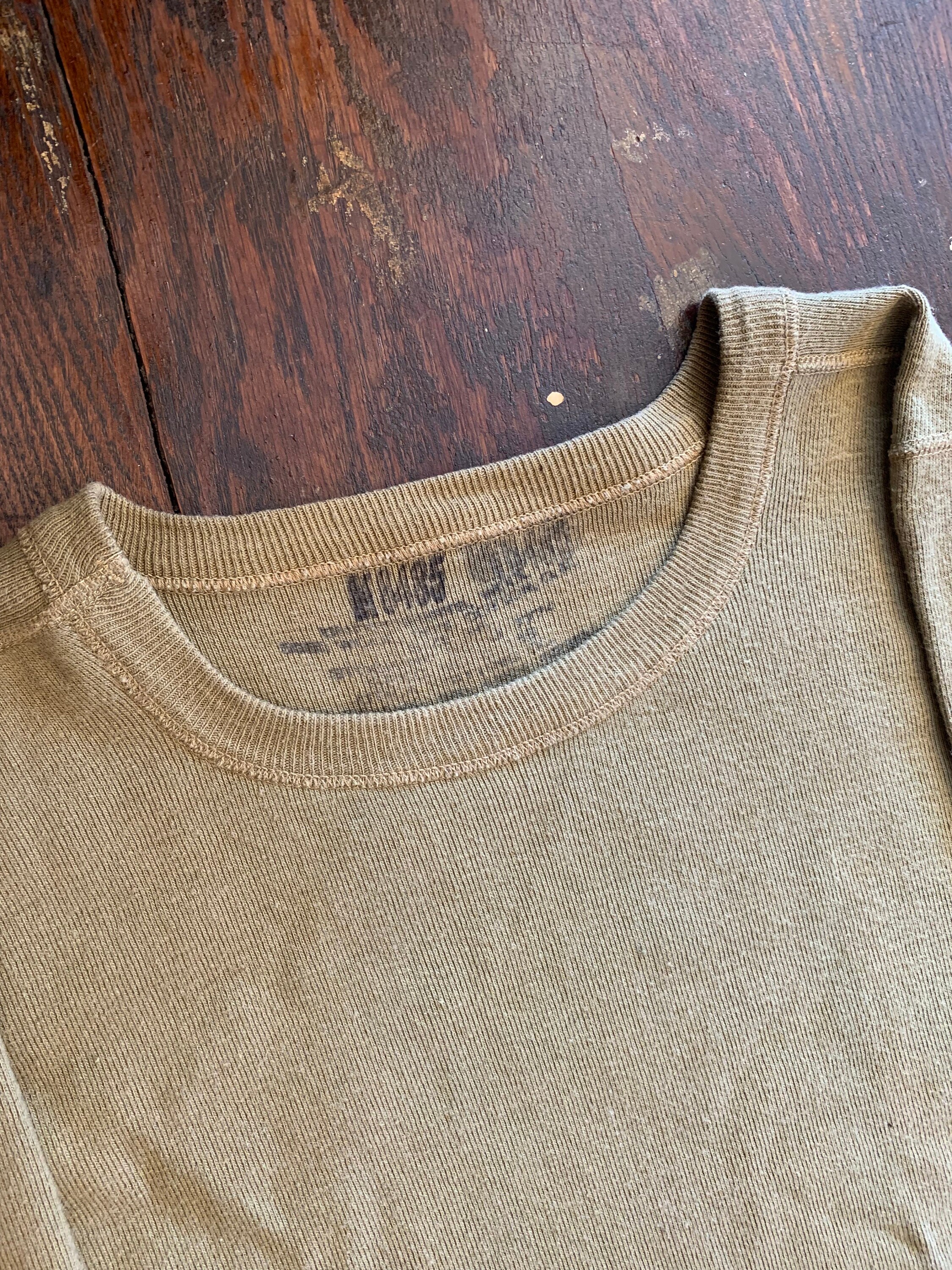 40s〜50s US ARMY  COTTON UNDERSHIRT Vintage 1940s 1950s Olive Military Thermal Undershirt Small
