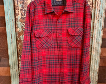 Vintage 1950s Penney's Towncraft Rayon Button Front Shirt Medium