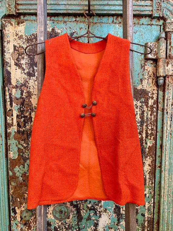 Vintage 1970s Handmade Orange Vest XS