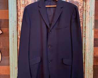 Vintage 1950s 1960s Dark Blue Hickey Freeman Sport Coat Size 45