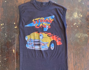 レア 珍品 Stray Cats 80年代 ヴィンテージ Tシャツ 古着 T Shirt STRAY CATS Originale Anni 80 - Etsy