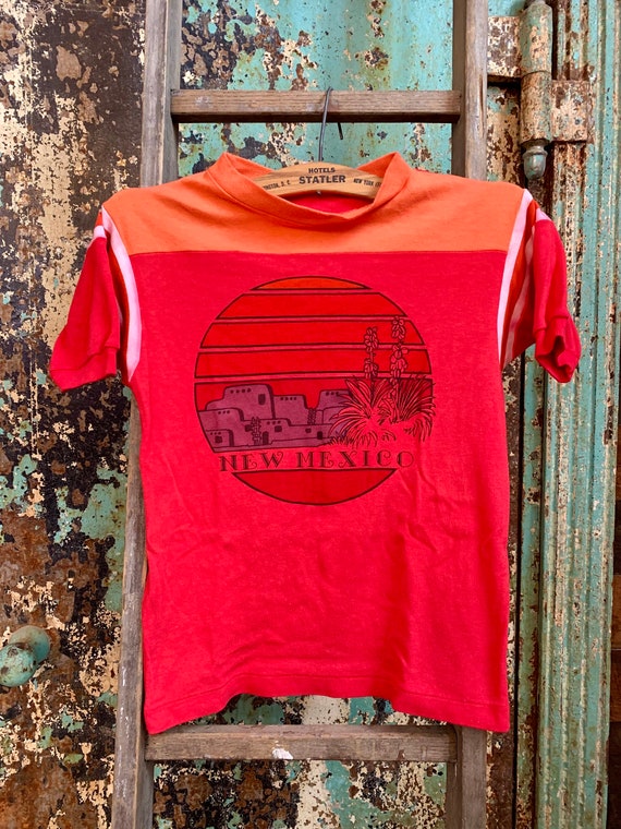 Vintage 1970s Rayon New Mexico Souvenir T Shirt Sm