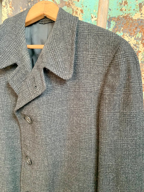 Vintage 1950s 1960s Black Wool Overcoat Size 47 - image 3